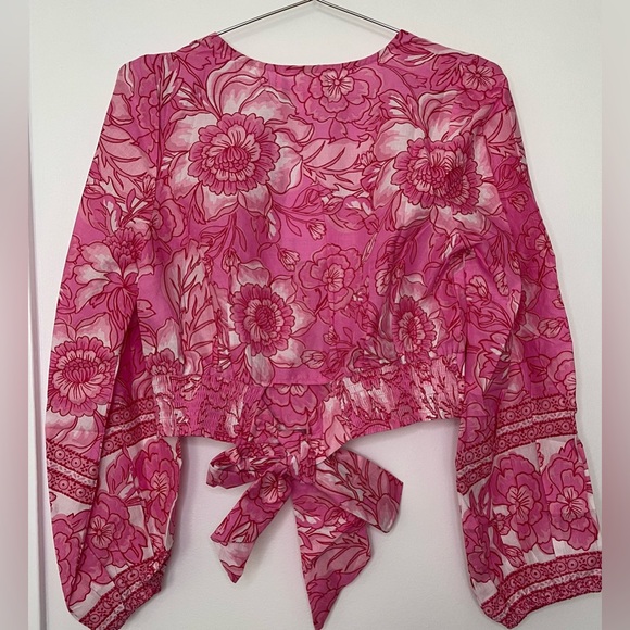 Band of The Free NWT Pink Floral Long Sleeve Lunaria Crop Top - Picture 5 of 9